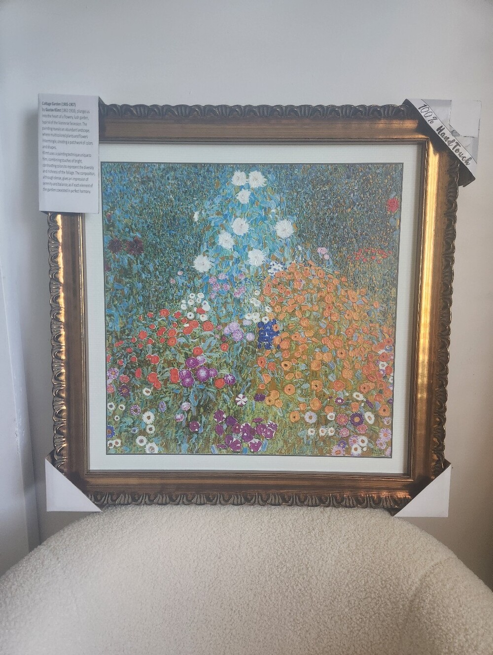 Gustav Klimit Cottage Garden 22 X 22 Gilded Gold Frame 100% Hand Touched Texture